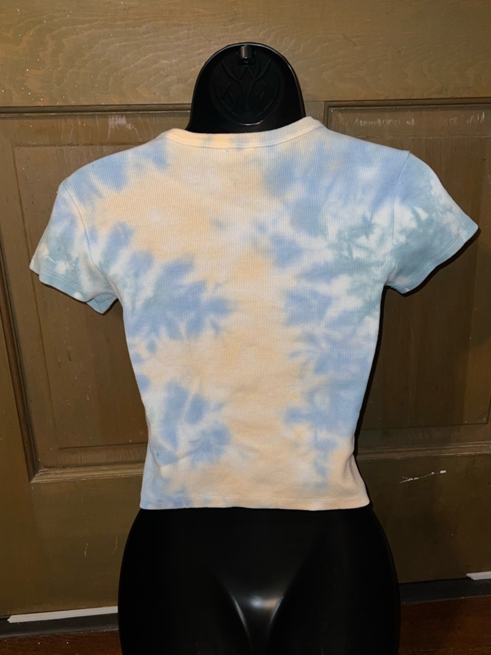 Maeve Anthropologie Ribbed Crop Top Retro Pastel Tie Dye Short Sleeve Size XS - Picture 3 of 7